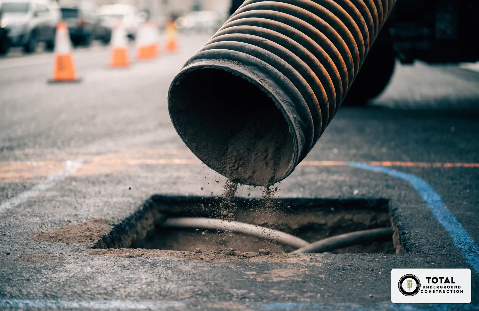 Vacuum excavation potholing over locate-marked underground utilities