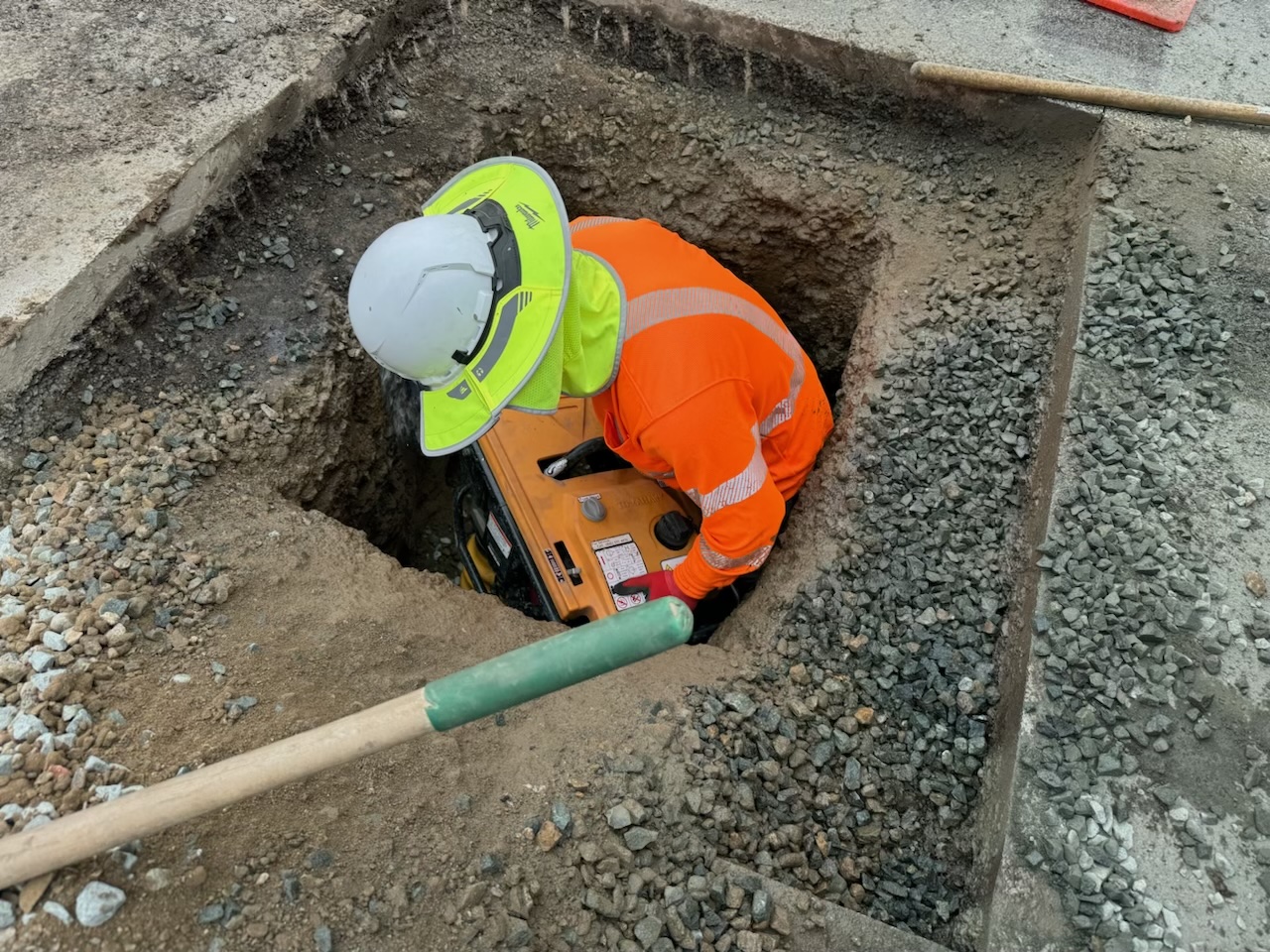 Underground pipe inspection on a Bay Area job site